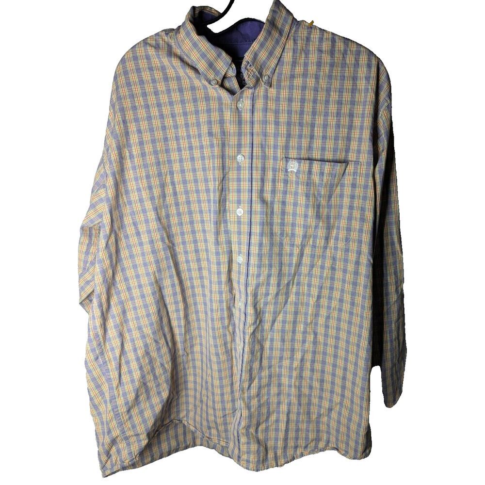 Cinch Mens Long Sleeve Button Down Dress Shirt Large‎ Western Cowboy Plaid